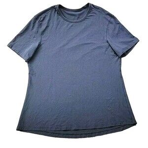 Lululemon 5-Year Basic T Shirt Men's M/L Solid Blue Round Neck Stretch Tee SS